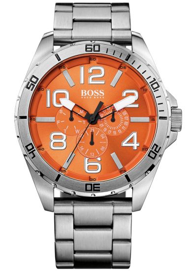 Modtagelig for Fugtighed publikum Stort og markant Hugo Boss ur i stål med orange skive - Hugo Boss Orange  Big-Time 1512944