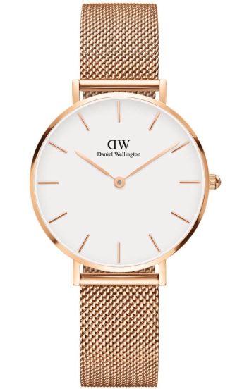 hyppigt spild væk Marty Fielding 32mm smalt dameur i rødguld med meshlænke - Daniel Wellington Classic  Petite Melrose DW00100163