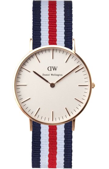 trængsler Kiks Efterforskning Dameur med 3-farvet nato-rem - Daniel Wellington Canterbury Rose 0502DW