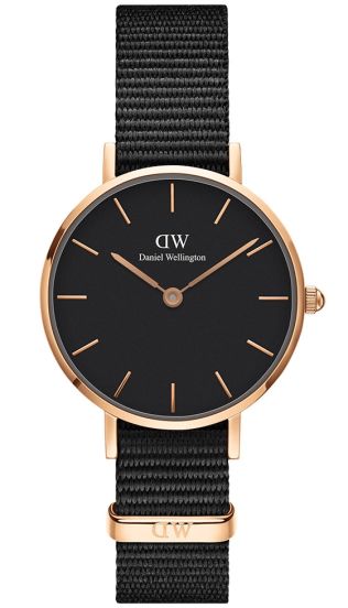 Majroe sprogfærdighed uanset Daniel Wellington Petite 28mm Cornwall Black Rosegoldfarvet DW00100247