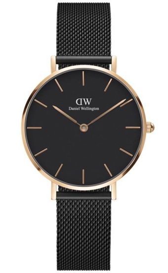 dameur med sort mesh-stållænke - Daniel Wellington Classic Petite Ashfield