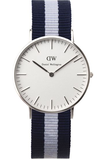 Armbåndsur til damer med blå/hvid nato-rem - Daniel Wellington Sølvfarvet 0602DW