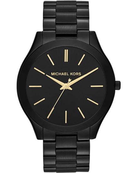 Sort Michael Kors dameur med detaljer Michael Runway Slim Black/Guldfarvet MK3221