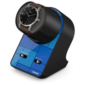Boxy BLDC Nightstand, Watch Winder for 1 watch, Graphic Blue with Adapter 309135