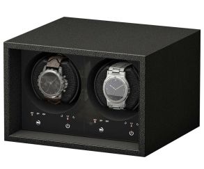 Watch Winder Safe Eco for 2 watches, Leather Optics Black with Adapter 309427
