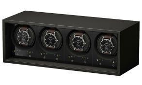Watch Winder Safe Eco for 4 watches, Leather Optics Black with Adapter 309428