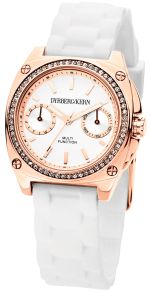 Mindre Dyrberg/Kern dameur i rosegold med krystaller og hvid rem - Dyrberg/Kern Satinelle SRC 5R5