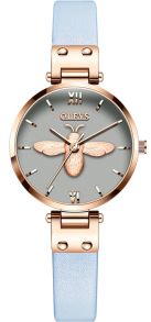 Olevs Modern Lady Leather Bee Rosegoldfarvet Blue