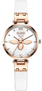 Olevs Modern Lady Leather Bee Rosegoldfarvet White