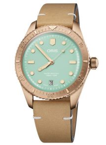 Oris Divers 65 Bronze Date "Cotton Candy" Leather 01 733 7771 3157-07 5 19 04BR