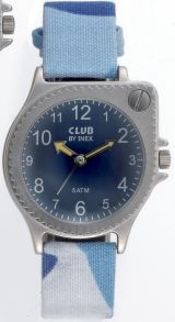 Blåt børneur med indbygget lup - Club by Inex Camouflage Blue A65105S8A