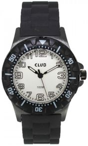 Vandtæt armbåndsur med gummirem - Club 100M sort/hvid A65178SS4A