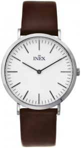 Elegant Inex herreur med brun læderrem - Inex Sølvfarvet Brown