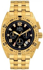 Dansk produceret herreur i guldfarve med sort skive - Inex Mens Chrono A69489D5I