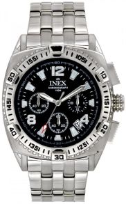 Dansk designet herreur i stål med sort skive - Inex Steel Chrono Black A69489S5I