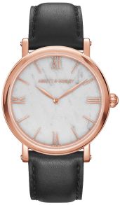 Armbåndsur med urskive af ægte marmor - Abbott & Mosley Rose Carrara Black 40mm AM213