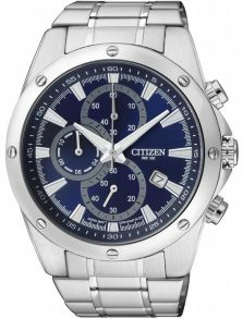 Herreur fra Citizen i stål med mørkeblå urskive - Citizen Mens Quartz Steel Navy Chrono AN3530-52L