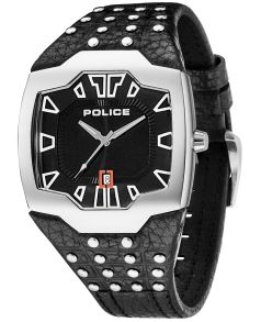 Råt designet Police armbåndsur med sort rem - Police Beast PL13634JS/02