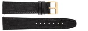 20 millimeter sort læderrem med guldfarvet spænde - 20mm Leather Strap Black Croco Guldfarvet IHS1005