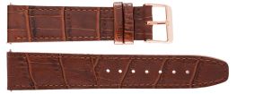 20mm ekstra rem med rødguld spænde - 20mm Leather Strap Brown Croco Rosegoldfarvet IHS1003