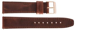 Brun læderrem med rødguld spænde - 20mm Leather Strap Brown Rosegoldfarvet IHS1012