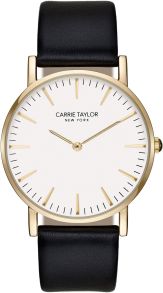 Simpelt dameur med læderrem - Carrie Taylor Lexington Guldfarvet/White Black Leather