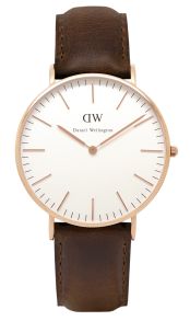 Daniel Wellington dameur med rosegold kasse og mørkebrun læderrem - Daniel Wellington Bristol Rose 0511DW