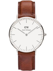 Flot DW dameur med læderrem - Daniel Wellington Classic St Mawes (St Andrews) Sølvfarvet Lady 0607DW
