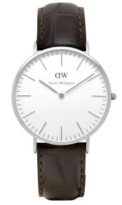 Flot Daniel Wellington herreur med læderrem - Daniel Wellington York Sølvfarvet 0211DW