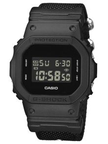 Sort digital ur med nylonrem - Casio G-Shock DW-5600BBN-1ER
