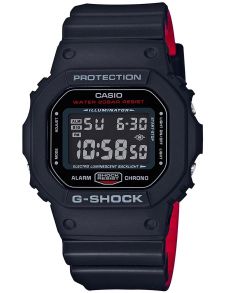Sort digital ur med røde features - Casio G-Shock DW-5600HR-1ER
