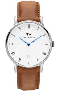 DW Dapper dameur med patineret læderrem - Daniel Wellington Dapper Durham 34mm DW00100114