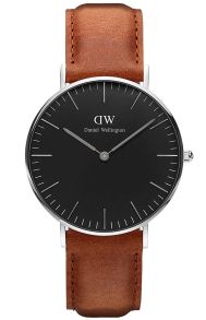 Herreur fra Daniel Wellington med patina læderrem - Daniel Wellington Classic Black Durham Sølvfarvet 40mm DW00100132