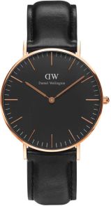 Smukt sort dameur fra Daniel Wellington - Daniel Wellington Classic Black Sheffield Rosegoldfarvet 36mm DW00100139