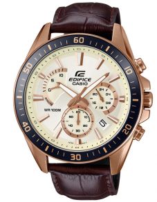 Flot kobberfarvet herreur med brun læderrem - Casio Edifice EFR-552GL-7AVUEF