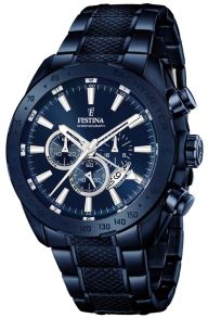 Festina herreur i dyb mørkeblåt stål - Festina Chrono F16887/1