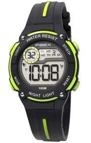 Sejt børneur i sort og grøn - Fibex Mini Digital 100M Water Resist FIBEX76IP007