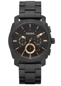 Fossil Machine FS4682 herre kronograf ur i mat sort stål
