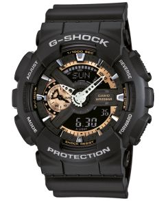 Stort sort digital ur med rødguld features - Casio G-Shock GA-110RG-1AER