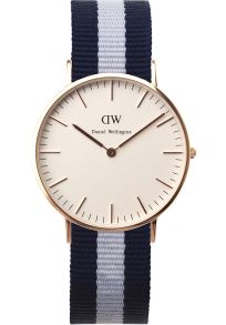 Dameur med blå-hvid nato-rem - Daniel Wellington Glasgow Rose 0503DW