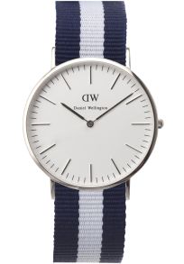 Herreur med blå/hvid nato-rem - Daniel Wellington Glasgow Silver 0204DW
