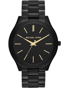 Sort Michael Kors dameur med guldfarvet detaljer - Michael Kors Runway Slim Black/Guldfarvet MK3221