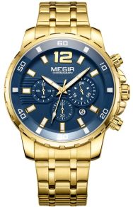 Guldfarvet herreur med kronograf - Megir Chronograph MS2068GGD-2N3