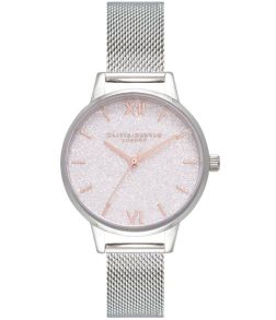 Olivia Burton Glitter Dial Midi White OB16GD47