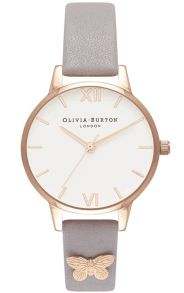 Olivia Burton Embellished Strap Grey Lilac & Rose Gold Butterfly OB16MDW39