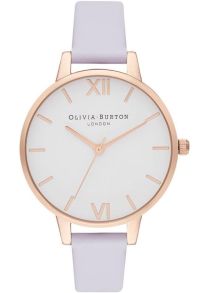 Simpelt ur med hvid urskive og lilla læderem - Olivia Burton White Dial OB16DE09