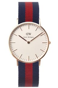 Elegant dameur med blå/rød nato-rem - Daniel Wellington Oxford Rose 0501DW