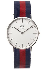 Dameur med blå/rød nato-rem - Daniel Wellington Oxford Sølvfarvet 0601DW