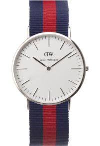 Herreur med Oxford blå/rød nato-rem - Daniel Wellington Oxford Silver 0201DW