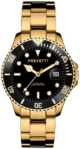Vandtæt herreur i guldfarvet med datoviser - Prevetti ProDiver PR13002
